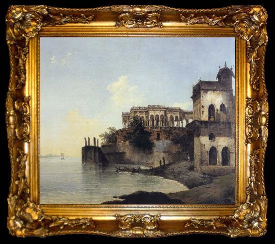framed  unknow artist View of the Ruins of a Palace at Gazipoor on the River Ganges, ta009-2